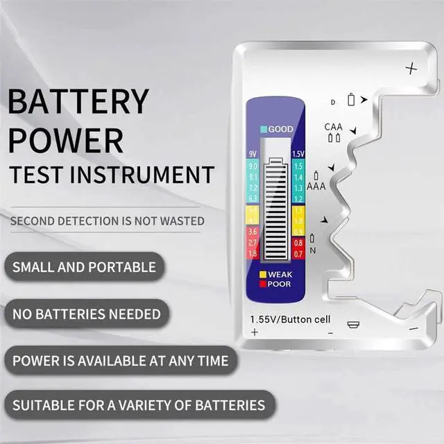 Alt view image 2 of 7 - Digital Battery Tester, LCD Display Digital Checker, Universal Battery Tester Volt Tester for AA/AAA 9V Button Cell Battery Capacity Tester