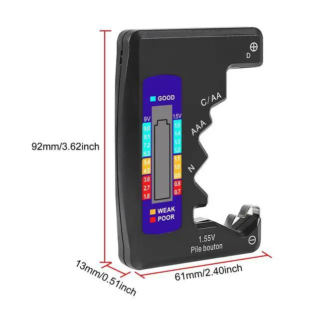 Alt view image 7 of 7 - 2PACK BT-886 Battery Tester Checker BatteryTester for Battery C D 9V AA AAA 1.5V -Black