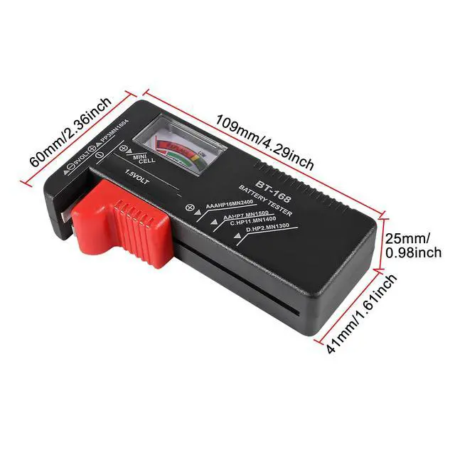 Alt view image 2 of 6 - 4Pack Battery Tester,Universal Battery Checker Small Battery Testers for AAA AA C D 9V 1.5V Button Cell Household Batteries Model BT-168