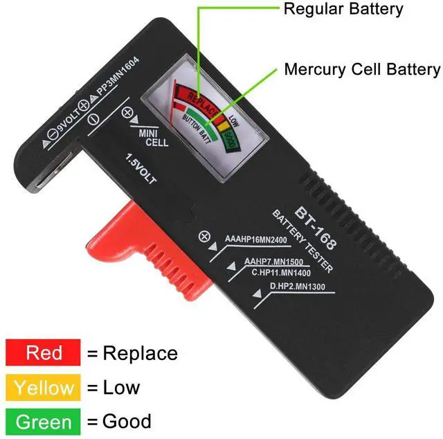 Alt view image 3 of 6 - 4Pack Battery Tester,Universal Battery Checker Small Battery Testers for AAA AA C D 9V 1.5V Button Cell Household Batteries Model BT-168