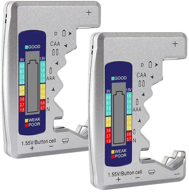 Main image of 2Pcs Universal Battery Tester Digital LCD Display Multi-Purpose Battery Checker Capacity Analyzer for AA AAA C D 9V 1.5V Button Cell Batteries Cranking System Tester