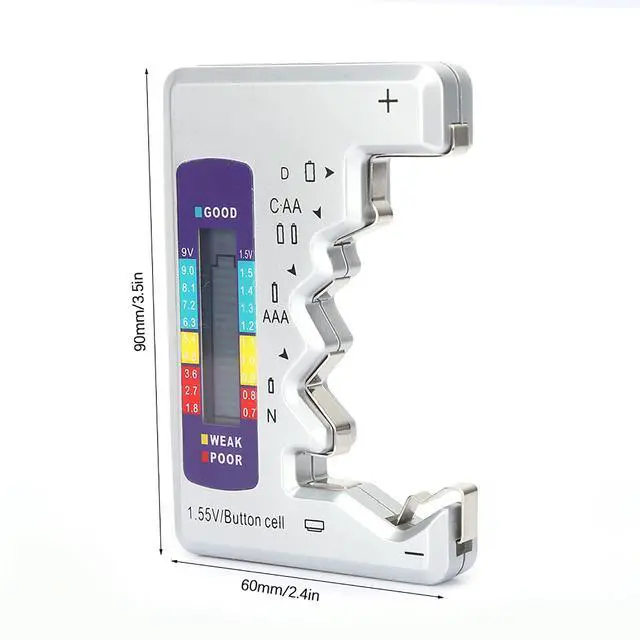 Alt view image 2 of 7 - Digital Battery Tester with LCD Display, Universal Battery Capacity Analyzer and Checker for AA/AAA/C/D/9V 1.5V Batteries