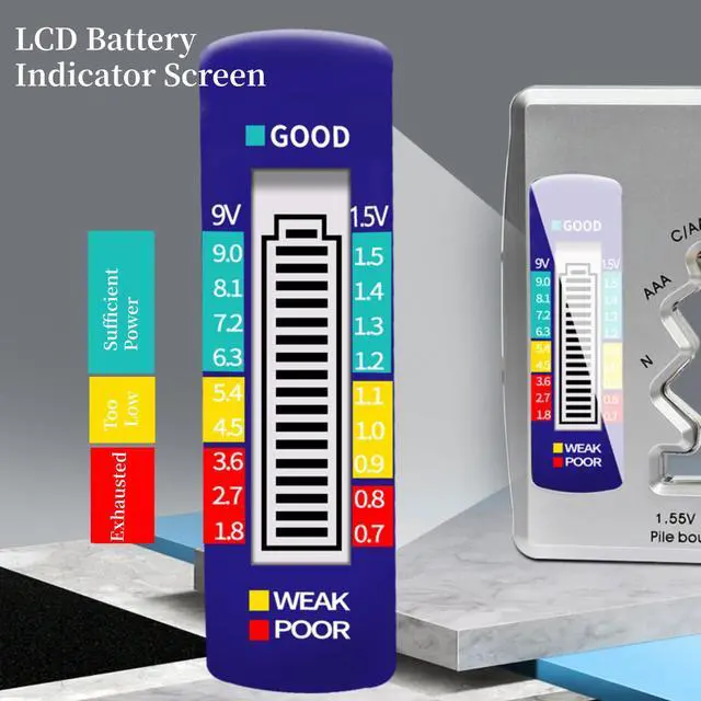 Alt view image 6 of 7 - Digital Battery Tester with LCD Display, Universal Battery Capacity Analyzer and Checker for AA/AAA/C/D/9V 1.5V Batteries