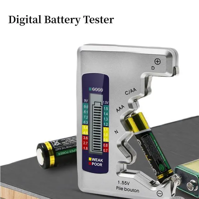Alt view image 5 of 7 - Digital Battery Tester with LCD Display, Universal Battery Capacity Analyzer and Checker for AA/AAA/C/D/9V 1.5V Batteries
