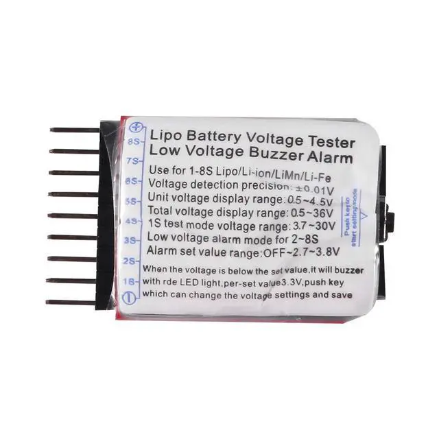 Alt view image 3 of 7 - Lipo Battery Checker,4Pack RC Lipo Battery Voltage Detector with Low Voltage Buzzer Alarm and LED Indicator,for 1S-8S Iithium Battery 1655