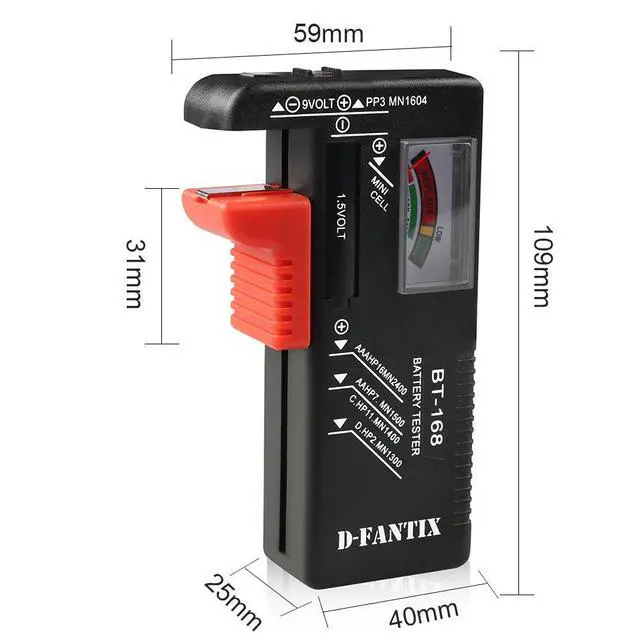 Alt view image 2 of 7 - Battery Tester, Universal Battery Checker Small Battery Testers for AAA AA C D 9V 1.5V Button Cell Household Batteries Model BT-168