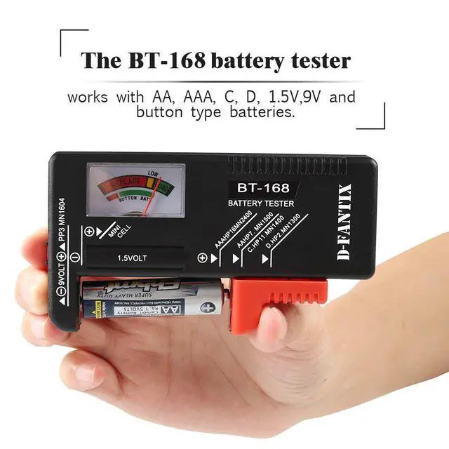 Alt view image 6 of 7 - Battery Tester, Universal Battery Checker Small Battery Testers for AAA AA C D 9V 1.5V Button Cell Household Batteries Model BT-168