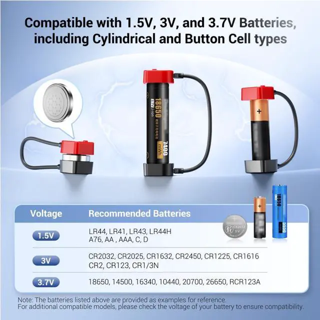Alt view image 3 of 7 - Portable Magnetic Battery Tester for AA AAA C CR2032, Compact Universal Battery Checker with 3 Indicator Lights for CR2025 CR2450 LR44 Double Triple A D 1.5V 3V 3.7V Button Coin Cell Household Battery