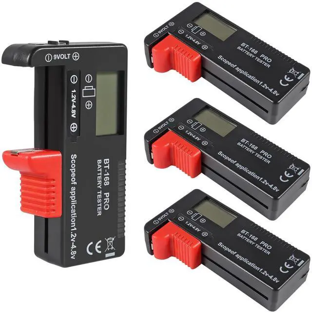 Main image of 4PACK Battery Tester, Universal Battery Checker Small Battery Testers for AAA AA C D 9V 1.5V Button Cell Household Batteries ModelBT-168 PRO