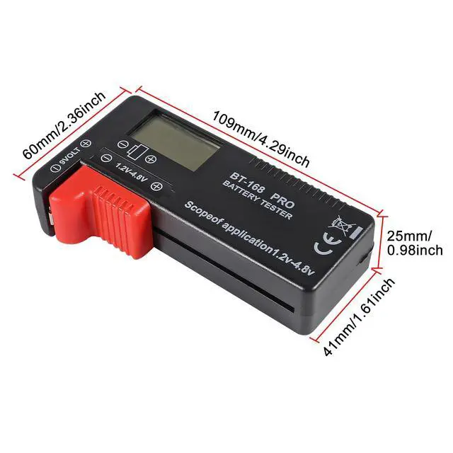 Alt view image 2 of 6 - 4PACK Battery Tester, Universal Battery Checker Small Battery Testers for AAA AA C D 9V 1.5V Button Cell Household Batteries ModelBT-168 PRO