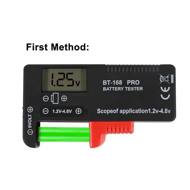 Alt view image 3 of 6 - 4PACK Battery Tester, Universal Battery Checker Small Battery Testers for AAA AA C D 9V 1.5V Button Cell Household Batteries ModelBT-168 PRO