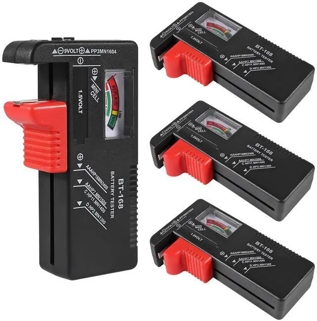 Main image of 4Pack Battery Tester,Universal Battery Checker Small Battery Testers for AAA AA C D 9V 1.5V Button Cell Household Batteries Model BT-168
