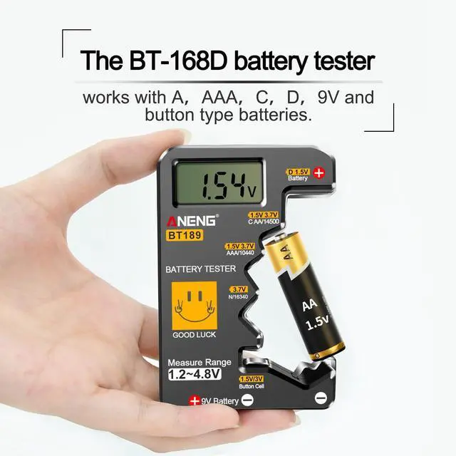 Alt view image 3 of 7 - BT189 Battery Tester for AAA,AA,C,D,9V,F,6F22,1.5V/3V Button Batteries,LCD Display Household Battery Detector,Detects Battery Power By Voltage,Universal Battery Checker
