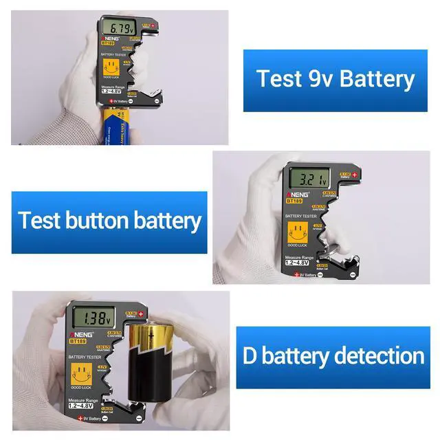 Alt view image 6 of 7 - BT189 Battery Tester for AAA,AA,C,D,9V,F,6F22,1.5V/3V Button Batteries,LCD Display Household Battery Detector,Detects Battery Power By Voltage,Universal Battery Checker