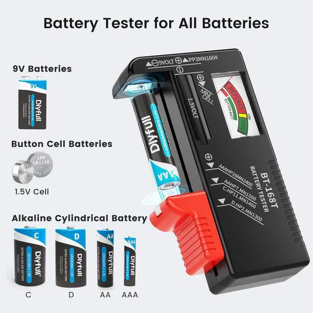 Alt view image 2 of 7 - Magnetic Battery Tester for AAA AA C D 9V, Buttons, Batteries Checker