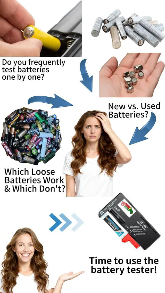 Alt view image 5 of 7 - Magnetic Battery Tester for AAA AA C D 9V, Buttons, Batteries Checker