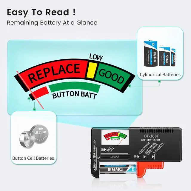Alt view image 4 of 7 - Magnetic Battery Tester for AAA AA C D 9V, Buttons, Batteries Checker