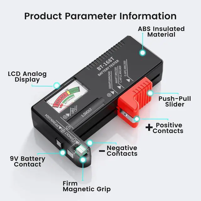 Alt view image 7 of 7 - Magnetic Battery Tester for AAA AA C D 9V, Buttons, Batteries Checker
