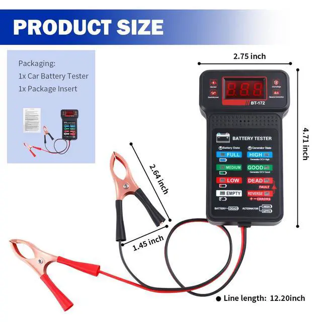 Alt view image 2 of 7 - Car Battery Testers with LCD Display & LED Indicators,Battery Load Tester 12v Automotive,Universal Car Batteries Testers and Alternator Tester Cars Tools for 12v Vehicles