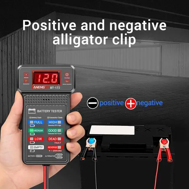 Alt view image 5 of 7 - Car Battery Tester,12V Digital Automotive Batteries Tester,Alternator Charging Analyzer,Voltmeter with LCD Display and LED Indication, Voltage Indicator for Car Truck Motorcycle Electrical Tools