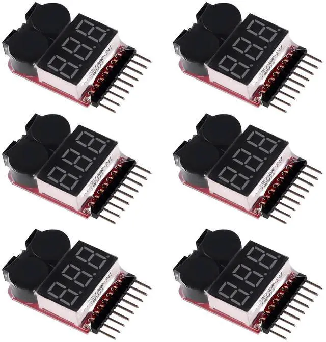 Main image of 6pcs Lipo Battery Checker RC Battery Low Voltage Buzzer Alarm Voltage Tester Monitor for 1-8S Lipo Life LiMn Li-ion Battery