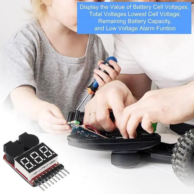 Alt view image 3 of 7 - 6pcs Lipo Battery Checker RC Battery Low Voltage Buzzer Alarm Voltage Tester Monitor for 1-8S Lipo Life LiMn Li-ion Battery