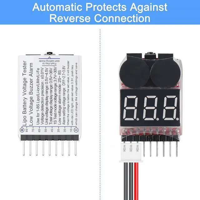 Alt view image 4 of 7 - 6pcs Lipo Battery Checker RC Battery Low Voltage Buzzer Alarm Voltage Tester Monitor for 1-8S Lipo Life LiMn Li-ion Battery