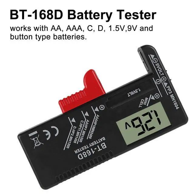 Alt view image 6 of 6 - 4PACK Digital Battery Tester Volt Checker for AA AAA C D 9V 1.5V Button Cell BT-168D LCD Display