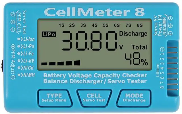 Main image of 1PCS RC Cellmeter 8 Digital Battery Capacity Checker Controller Tester Voltage Tester for LiPo Life Li-ion NiMH Nicd Cell Meter