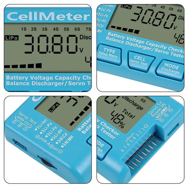 Alt view image 4 of 6 - 1PCS RC Cellmeter 8 Digital Battery Capacity Checker Controller Tester Voltage Tester for LiPo Life Li-ion NiMH Nicd Cell Meter