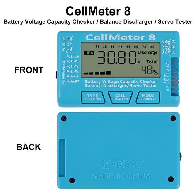 Alt view image 3 of 6 - 1PCS RC Cellmeter 8 Digital Battery Capacity Checker Controller Tester Voltage Tester for LiPo Life Li-ion NiMH Nicd Cell Meter