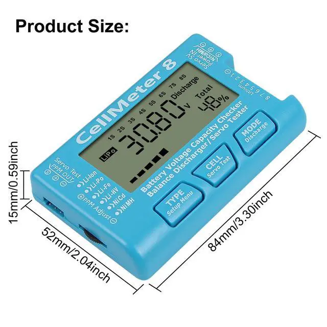 Alt view image 2 of 6 - 1PCS RC Cellmeter 8 Digital Battery Capacity Checker Controller Tester Voltage Tester for LiPo Life Li-ion NiMH Nicd Cell Meter