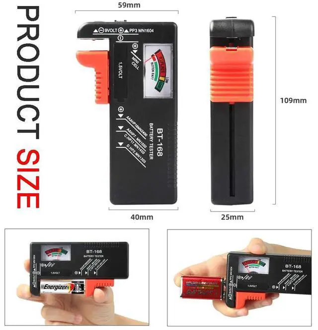 Alt view image 2 of 7 - 4Pcs Battery Tester for AA AAA C D 9V 1.5V Household Batteries