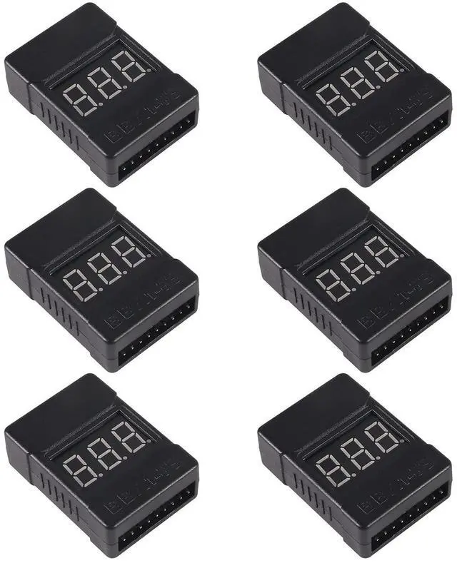 Main image of Lipo Battery Checker,6Pack RC Lipo Battery Voltage Detector with Low Voltage Buzzer Alarm and LED Indicator,for 1S-8S Iithium Battery 1655