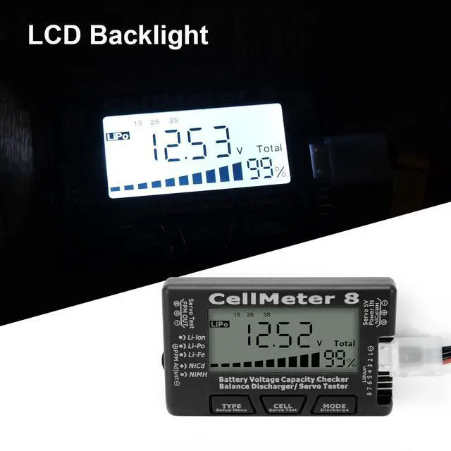 Alt view image 3 of 7 - Digital Battery Capacity Checker Tester, Battery Balance Discharger Servo Tester for LiPo NiCd NiMH LiF LiIon Batteries Servo Testing Capability (Black)
