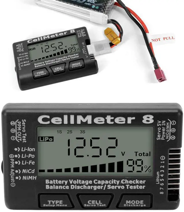 Alt view image 4 of 7 - Digital Battery Capacity Checker Tester, Battery Balance Discharger Servo Tester for LiPo NiCd NiMH LiF LiIon Batteries Servo Testing Capability (Black)