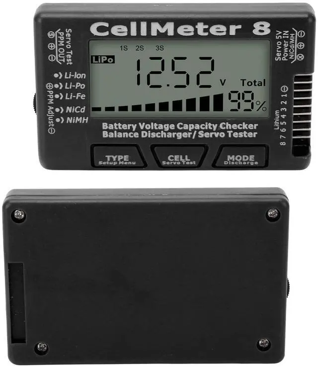 Alt view image 7 of 7 - Digital Battery Capacity Checker Tester, Battery Balance Discharger Servo Tester for LiPo NiCd NiMH LiF LiIon Batteries Servo Testing Capability (Black)