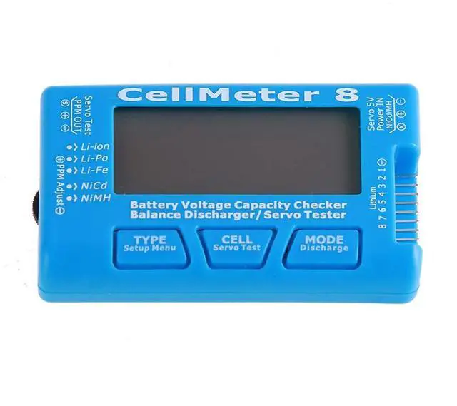 Main image of RC CellMeter 8 Digital 1S-8S Battery Capacity Checker Battery Voltage Tester LCD Backlight for LiPo Life Li-ion NiMH Nicd