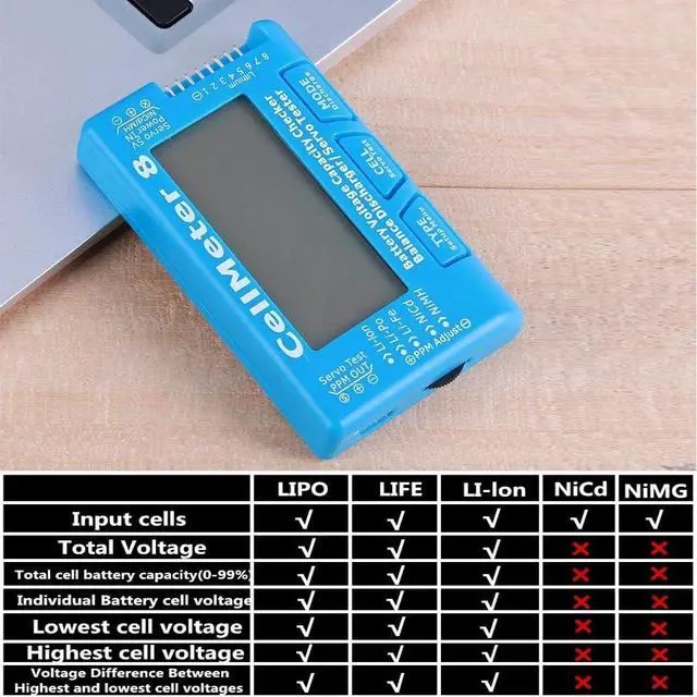Alt view image 2 of 5 - Cellmeter 8 Digital Battery Capacity Checker Controller Tester Voltage Tester for LiPo Life Li-ion NiMH Nicd Cell Meter (8 in 1 cellmeter)