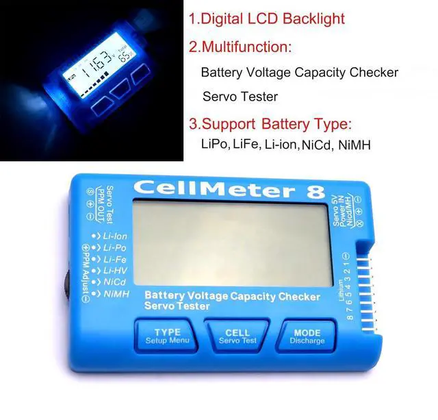 Alt view image 3 of 5 - Cellmeter 8 Digital Battery Capacity Checker Controller Tester Voltage Tester for LiPo Life Li-ion NiMH Nicd Cell Meter (8 in 1 cellmeter)
