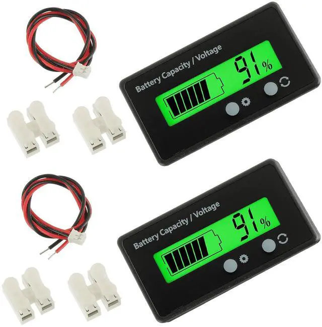 Main image of 2 Pieces Battery Capacity Voltmeter Monitor (Green Light)