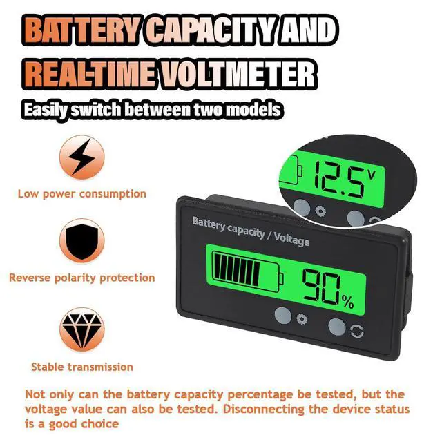 Alt view image 5 of 7 - 2 Pieces Battery Capacity Voltmeter Monitor (Green Light)