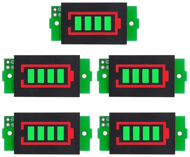 Main image of 1S 2S 3S 4S 5S 6S 7S 8S 1-8S Lithium Battery Capacity Indicator Module 4 Sections Green LED Display Tester Li-po Li-ion (5 Pack)