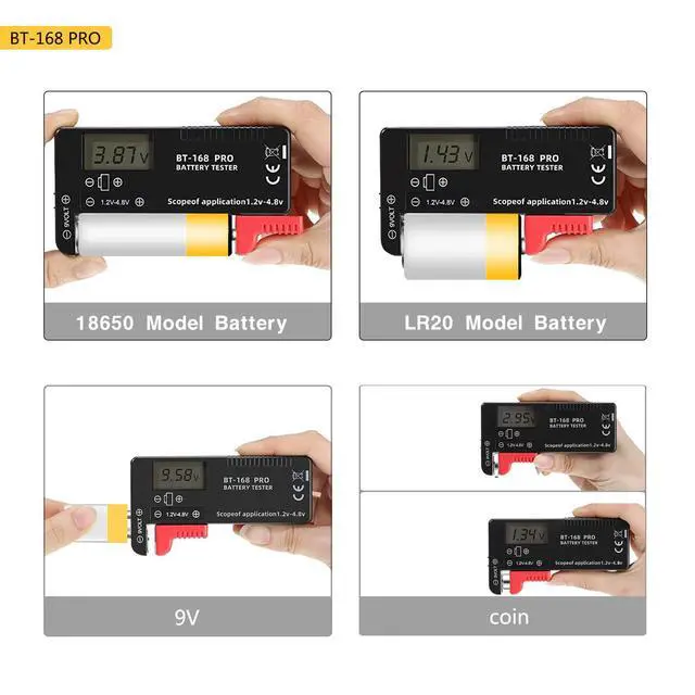 Alt view image 5 of 6 - 2PCS Battery Tester Checker Digital LCD Universal Battery Tester Monitor for AA AAA C D 9V 1.5V 1.2~4.8V Batteries Household Battery Testers Power Meter