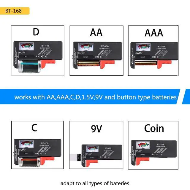 Alt view image 2 of 6 - 2PCS Battery Tester Checker Digital LCD Universal Battery Tester Monitor for AA AAA C D 9V 1.5V 1.2~4.8V Batteries Household Battery Testers Power Meter