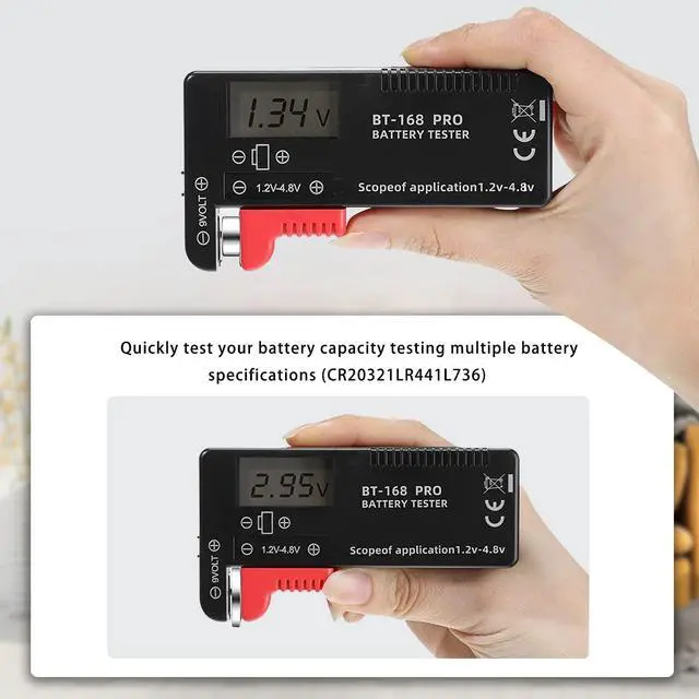 Alt view image 5 of 7 - Digital LCD Battery Tester Checker Universal Battery Tester Monitor for AA AAA 1.5V 3.7V or 1.2~4.8V 9V Batteries,Household Battery Life Level Testers Power Meter (168PRO*3)