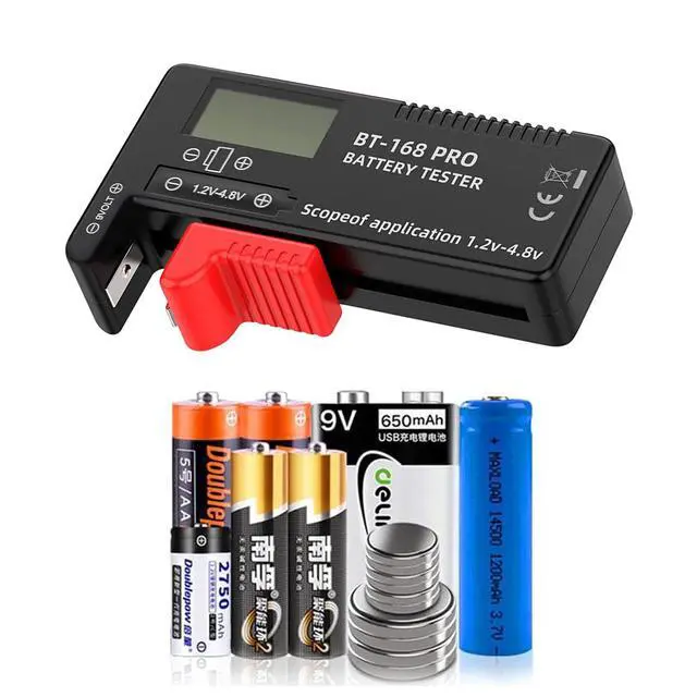 Alt view image 7 of 7 - Digital LCD Battery Tester Checker Universal Battery Tester Monitor for AA AAA 1.5V 3.7V or 1.2~4.8V 9V Batteries,Household Battery Life Level Testers Power Meter (168PRO*3)