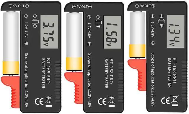 Main image of Digital LCD Battery Tester Checker Universal Battery Tester Monitor for AA AAA 1.5V 3.7V or 1.2~4.8V 9V Batteries,Household Battery Life Level Testers Power Meter (168PRO*3)