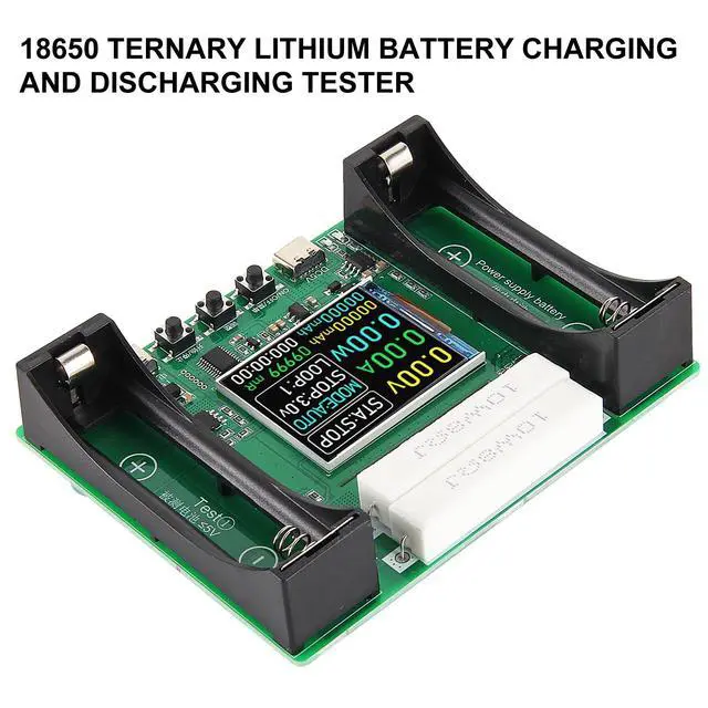 Alt view image 4 of 7 - 2 Channel 18650 Battery Capacity Tester, Automatic Charge Discharge Module with Internal Resistance Test for Flat Top Batteries, Type-C Powered Lithium Battery Analyzer