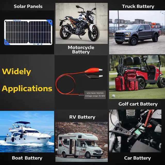 Alt view image 6 of 6 - Digital Battery Voltage Tester - Battery Voltmeter with LCD Display and Alligator Clips - 6V 12V 24V 48V Battery Checker for Golf Cart Motorcycle RV Marine Car & Off-Grid Solar Batteries